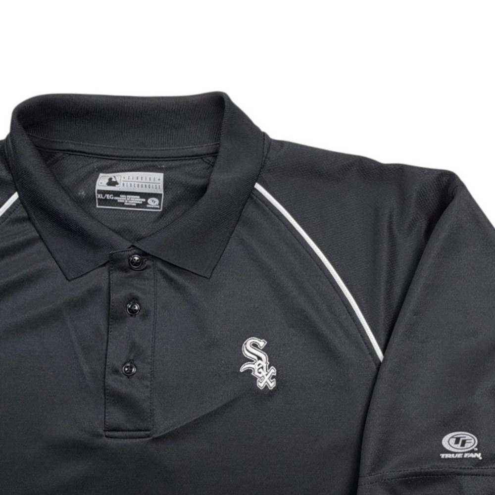 MLB Chicago White Sox Polo Shirt Mens XL Black‎ True Fan Short Sleeve Golf Tee